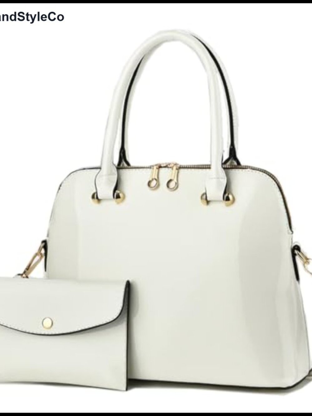 Patent Leather Satchel Shoulder Bag with MINI Clutch